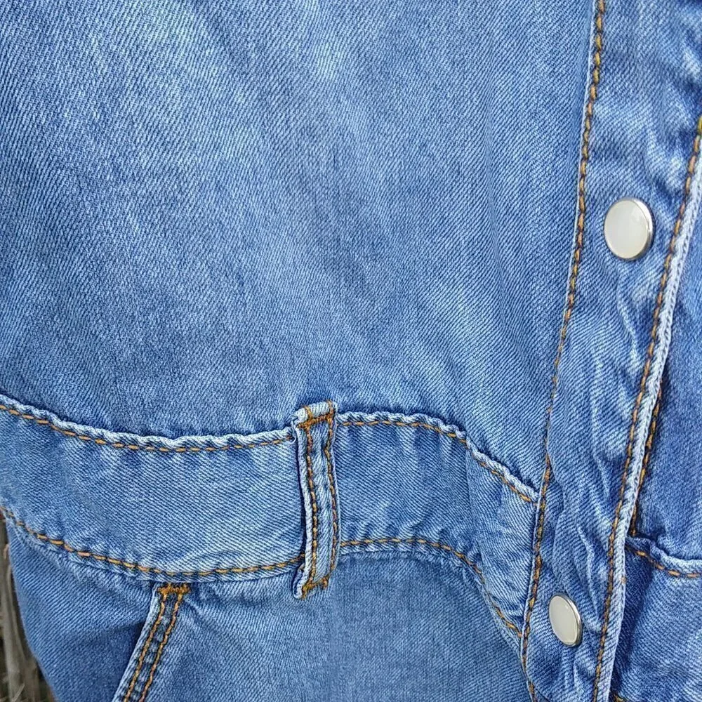Girl's Carter's Blue Denim Button Up Dress with Pocket & Belt Loops - 6